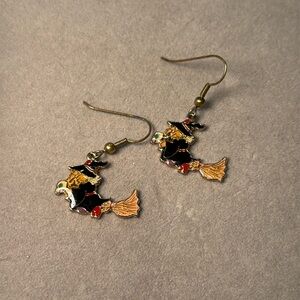 Painted Witch Metal Earrings